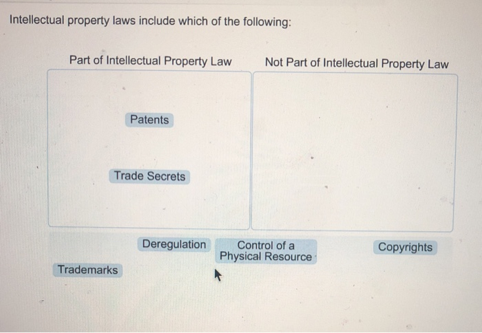 Solved Intellectual Property Laws Include Which Of The | Chegg.com