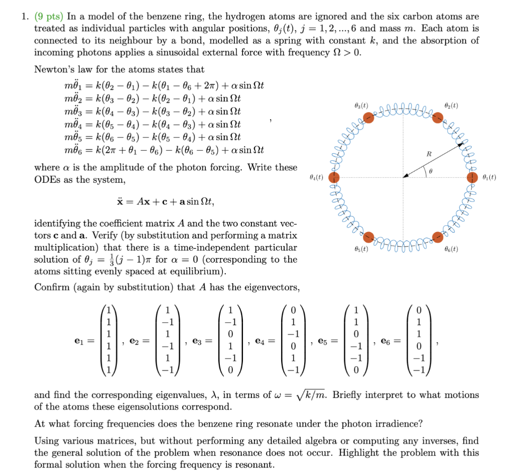 Solved (9 pts) In a model of the benzene ring, the hydrogen | Chegg.com