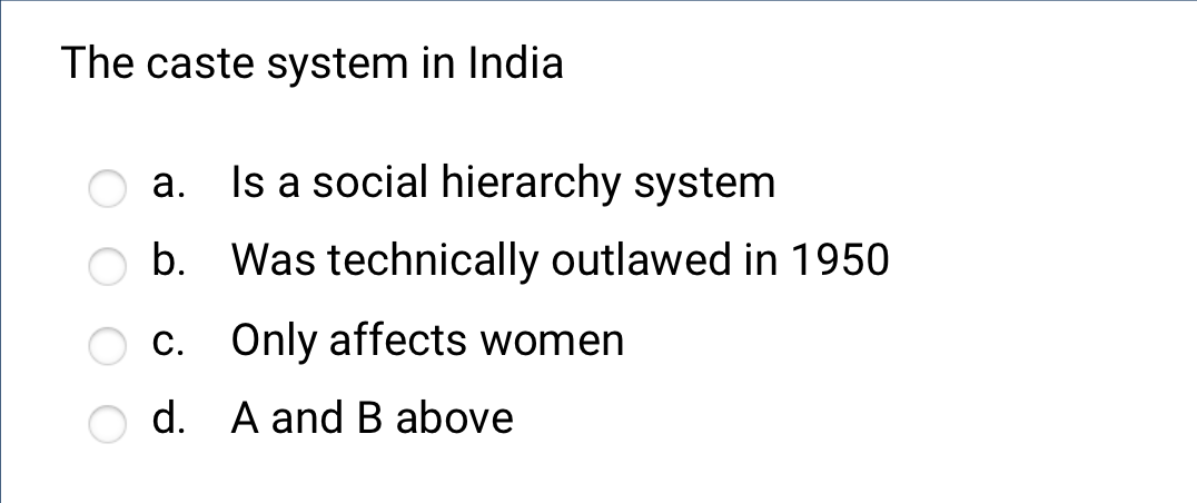 Solved The Caste System In India A. Is A Social Hierarchy | Chegg.com