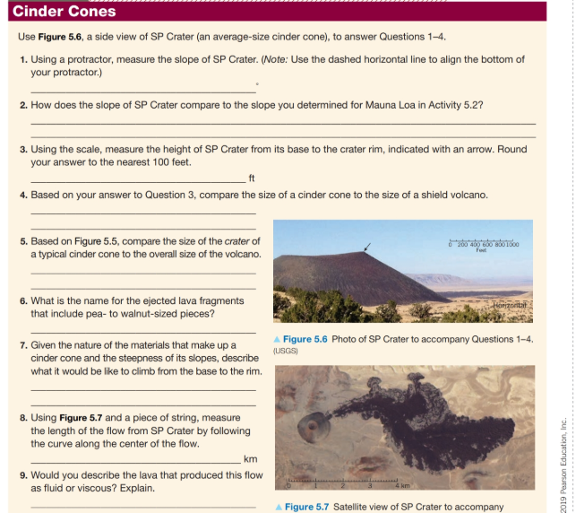 Cinder Cones Use Figure 5.6, a side view of SP Crater