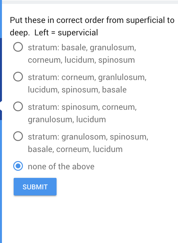 Solved Put these in correct order from superficial to deep. | Chegg.com