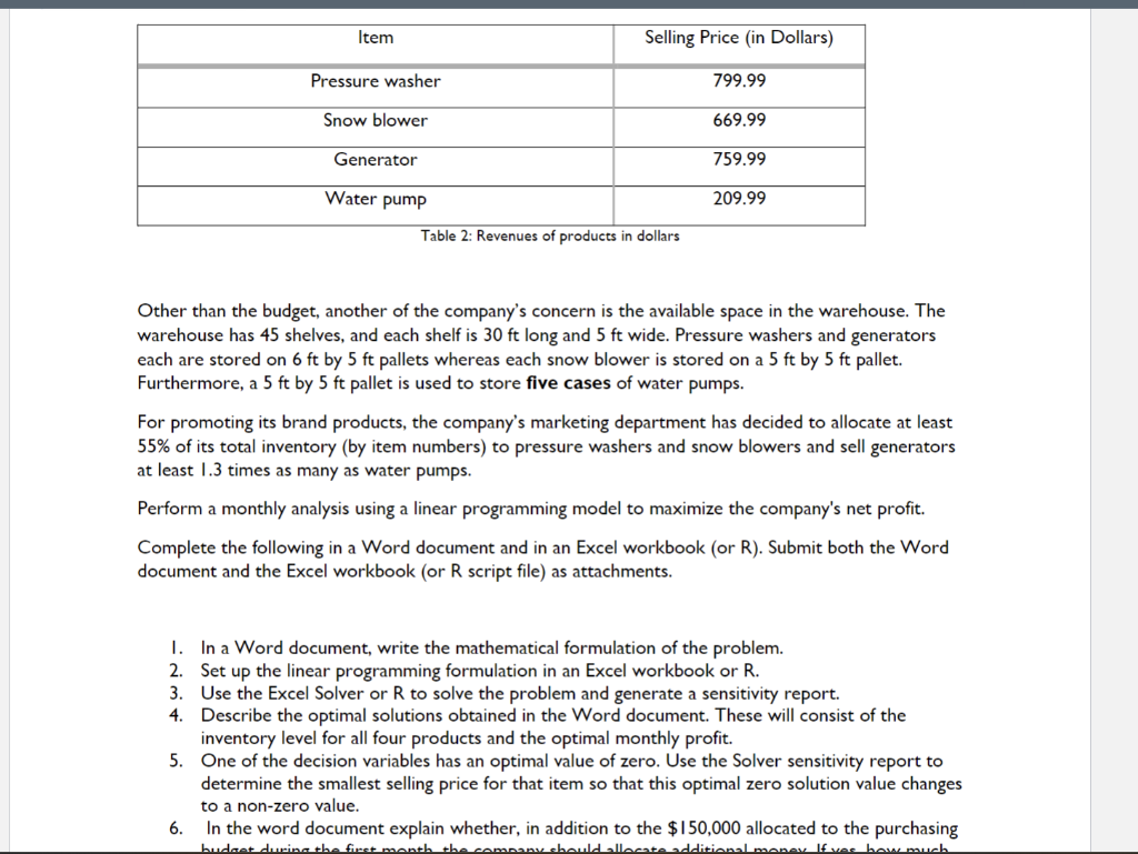 Project A northern hardware company is studying a