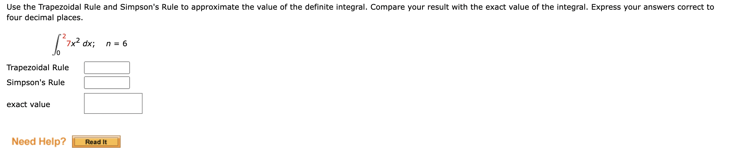 Solved Use the Trapezoidal Rule and Simpson's Rule to | Chegg.com