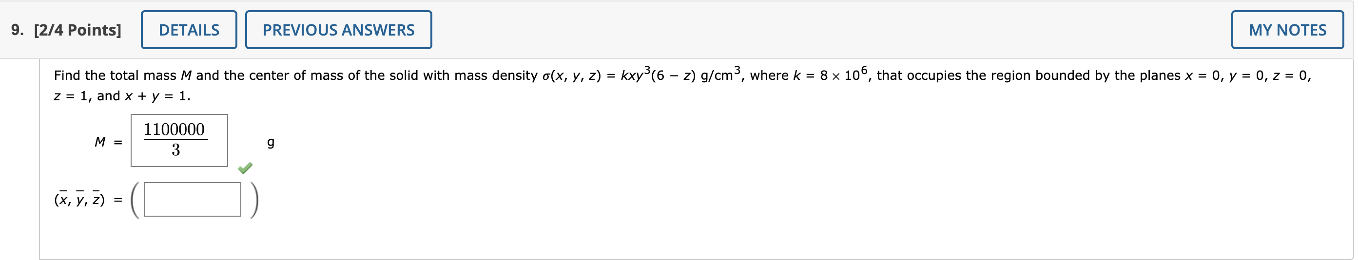 Solved Find the total mass M and the center of mass of the | Chegg.com