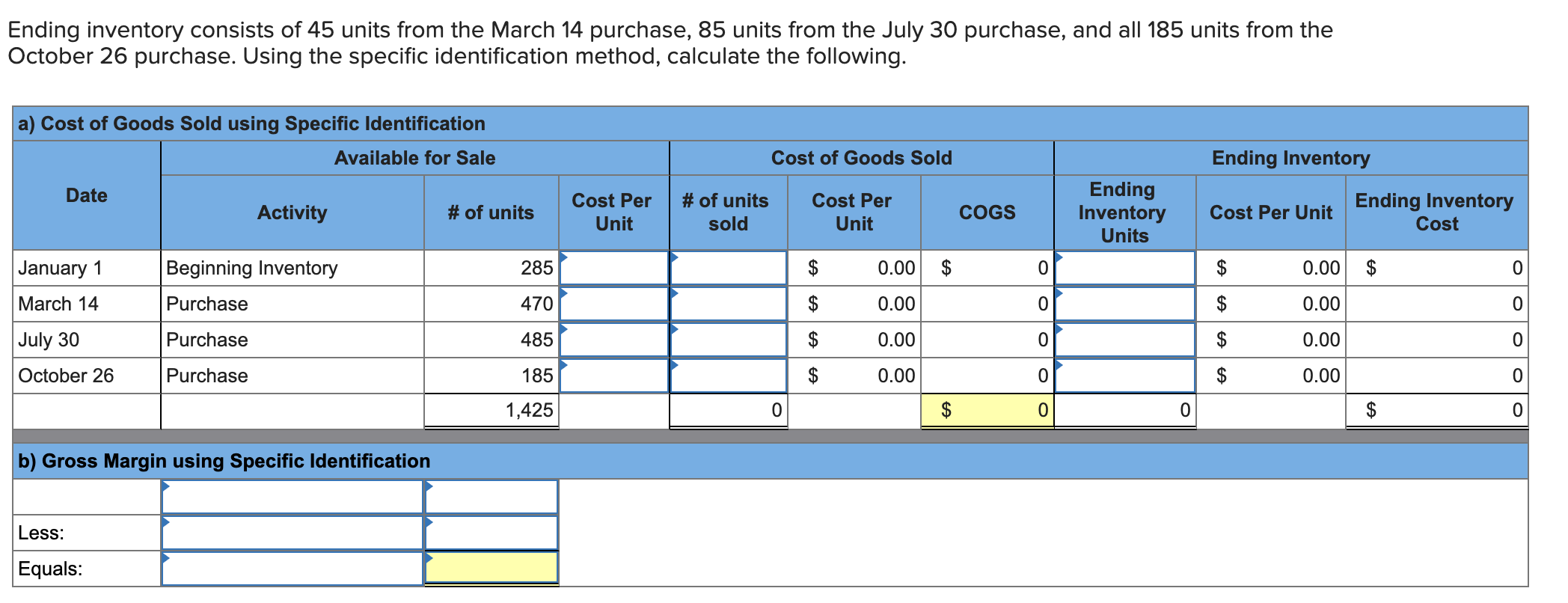 Solved Ending inventory consists of 45 units from the March | Chegg.com