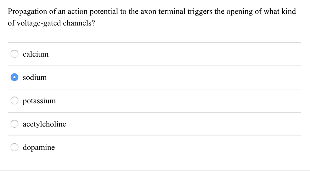 Solved Propagation of an action potential to the axon | Chegg.com
