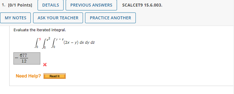 Solved Evaluate The Iterated Integral ∫[5 0] ∫[z 2 0] ∫[y −