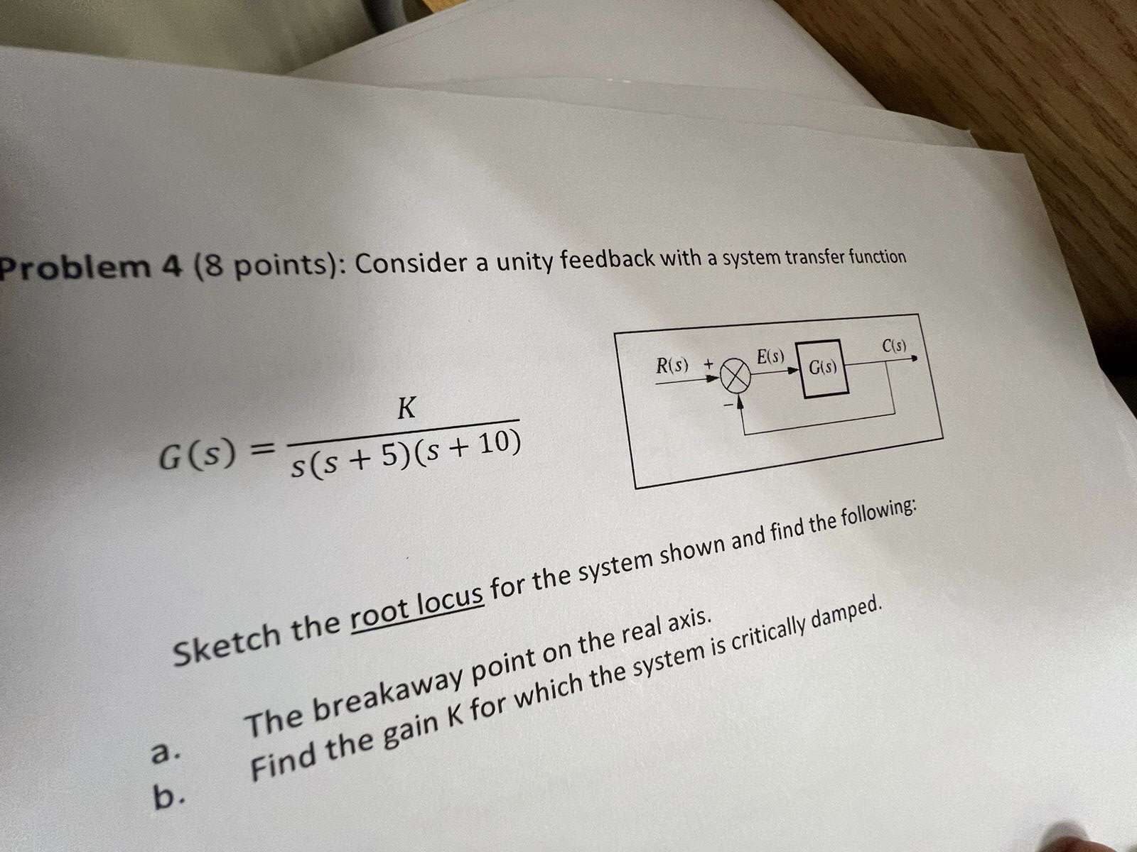 Solved Problem 4 (8 ﻿points): Consider a unity feedback with | Chegg.com