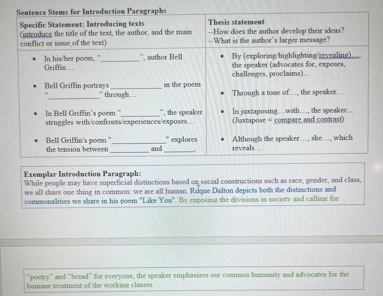 Exemplar Introduction Paragraph: While people may | Chegg.com