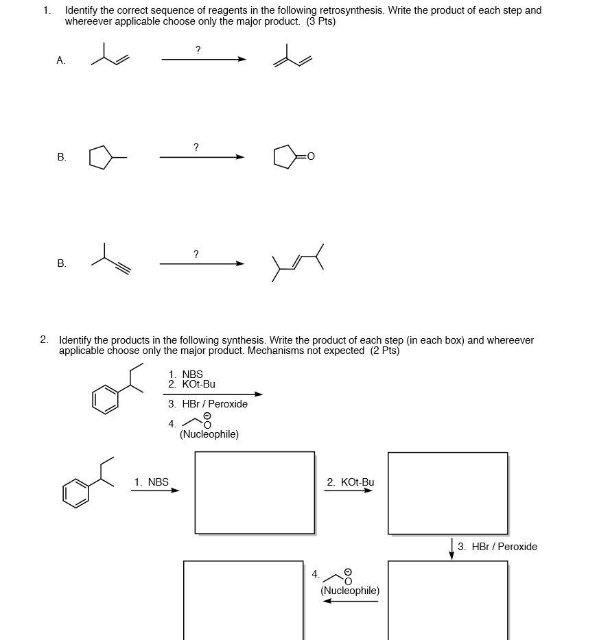 Solved 1. Identify the correct sequence of reagents in the | Chegg.com