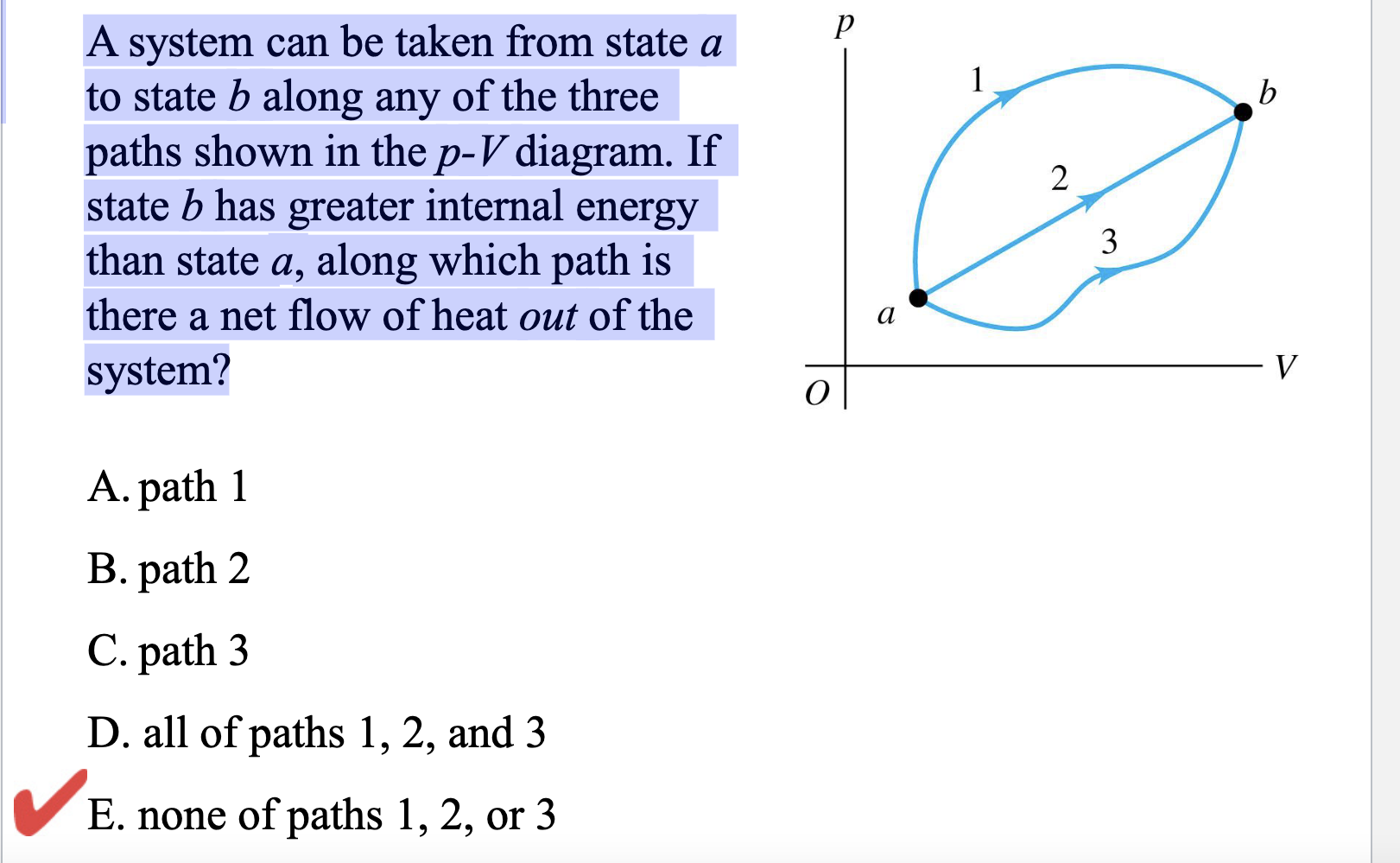 Solved р 1 b 2 A system can be taken from state a to state b | Chegg.com