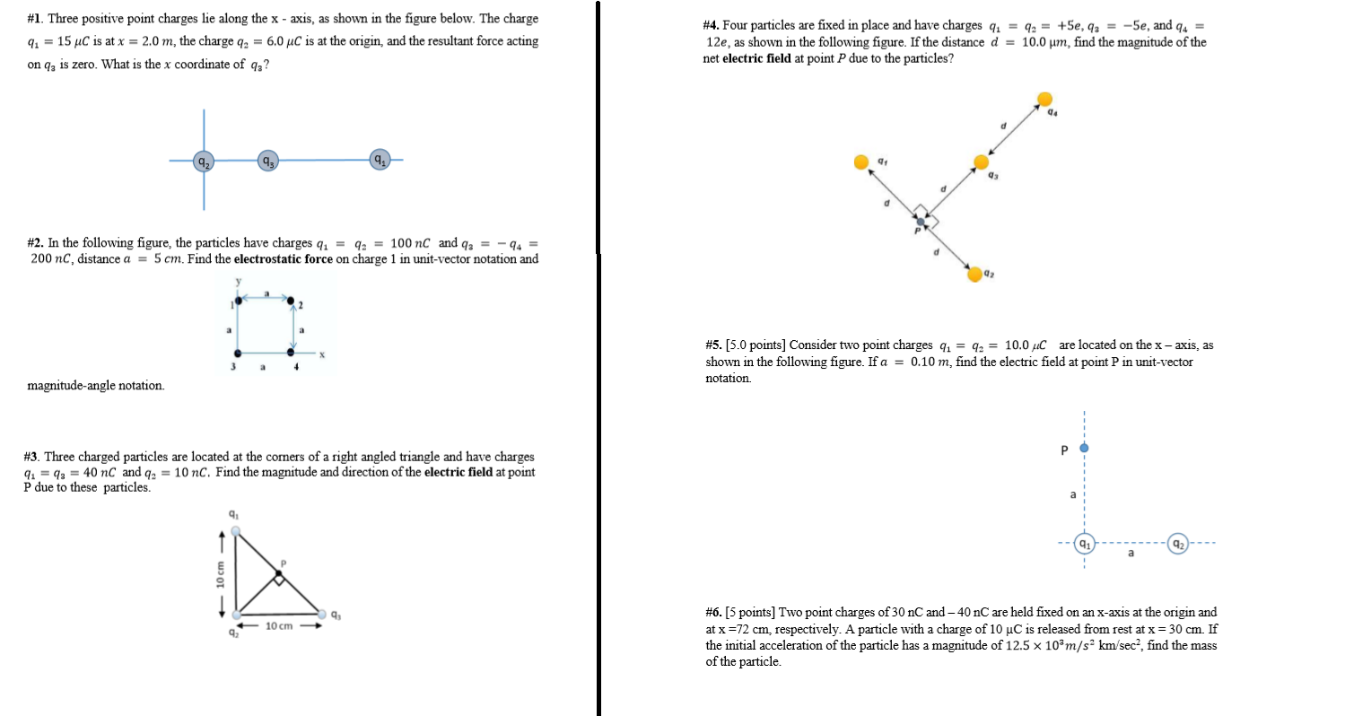 Solved 1. Three Positive Point Charges Lie Along The X - | Chegg.com