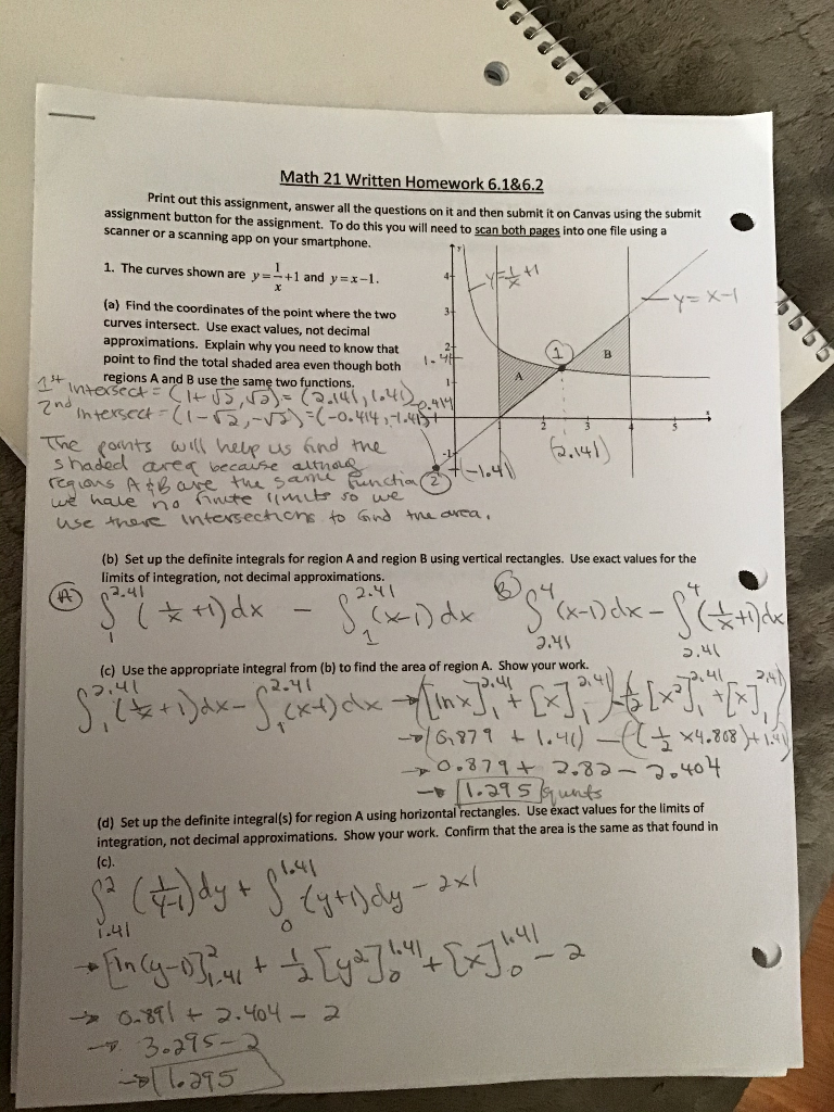 Solved Math 21 Written Homework 6.1&6.2 Print out this | Chegg.com