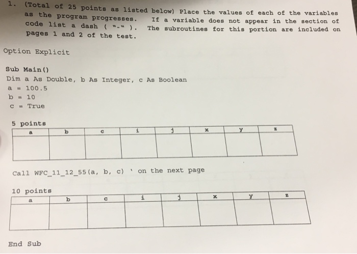 Solved 1. (Total of 25 points as listed below) Place the | Chegg.com