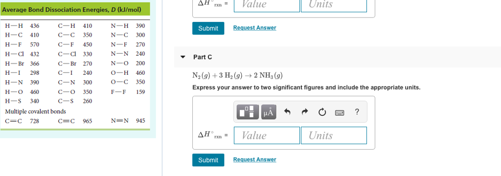 Solved ConstantsI Part A Use the average bond dissociation