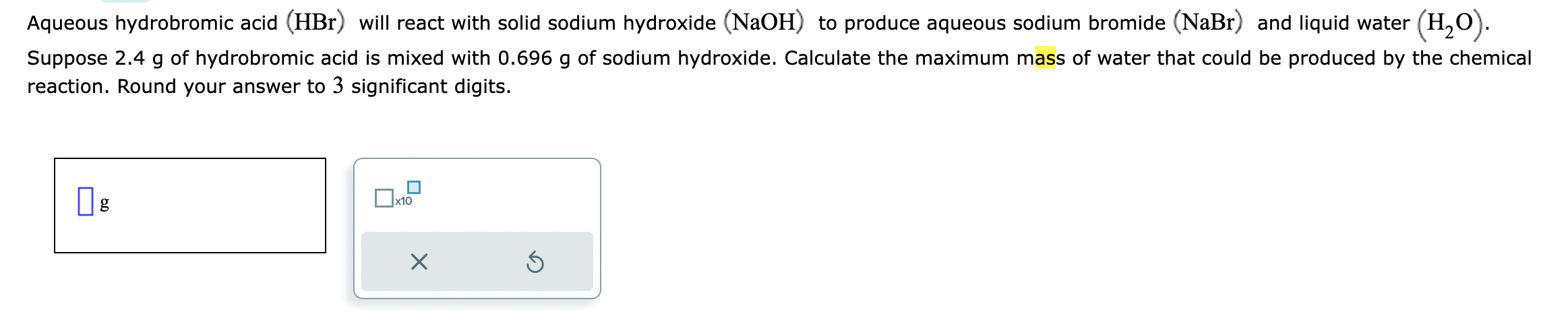 Solved Aqueous hydrobromic acid (HBr) will react with solid | Chegg.com