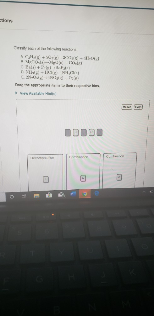 Solved Ctions Classify Each Of The Following Reactions: A | Chegg.com