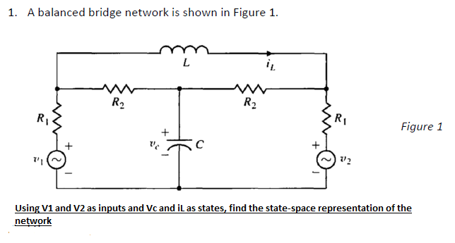 Solved 1. A balanced bridge network is shown in Figure 1. L | Chegg.com