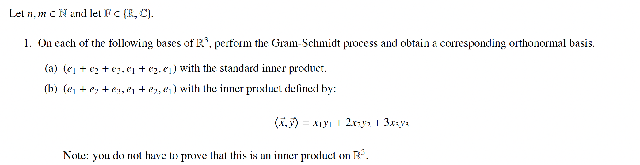 Solved 1. On each of the following bases of R3, perform the | Chegg.com