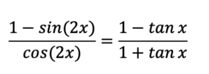 Solved cos(2x)1−sin(2x)=1+tanx1−tanx | Chegg.com