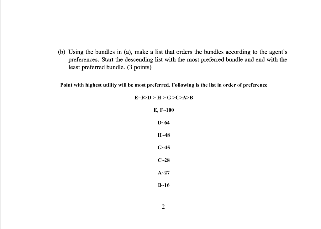 (b) Using The Bundles In (a), Make A List That Orders | Chegg.com