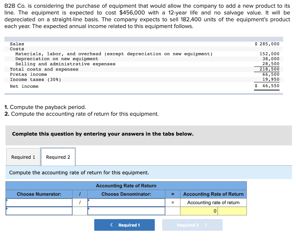 Solved B2B Co. Is Considering The Purchase Of Equipment That | Chegg.com