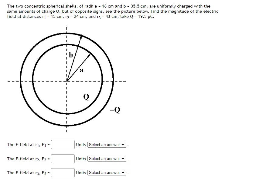 Solved The Two Concentric Spherical Shells, Of Radii A=16 Cm | Chegg.com