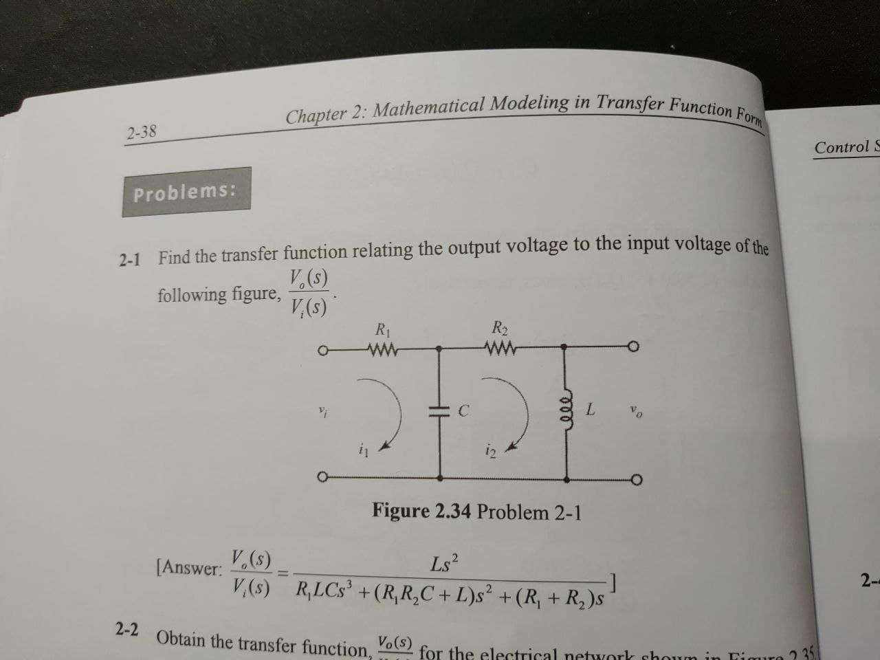 Solved Chapter 2: Mathematical Modeling in Transfer Function | Chegg.com