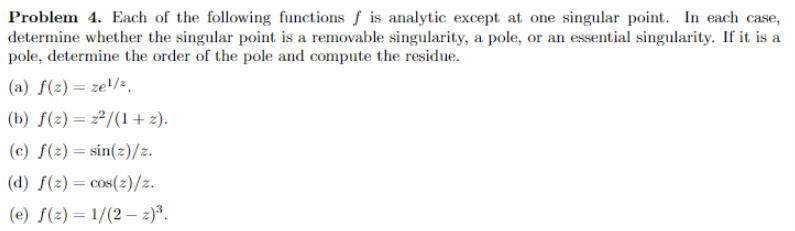 Solved Problem 4. Each Of The Following Functions F Is | Chegg.com