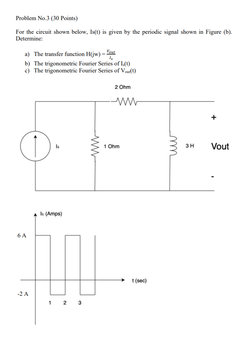 Solved Problem No.3 (30 Points) For the circuit shown below, | Chegg.com