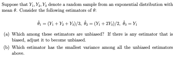 Solved Suppose that Yı, Y., Y, denote a random sample from | Chegg.com