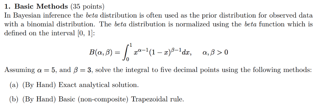 Solved 1. Basic Methods (35 points) In Bayesian inference | Chegg.com