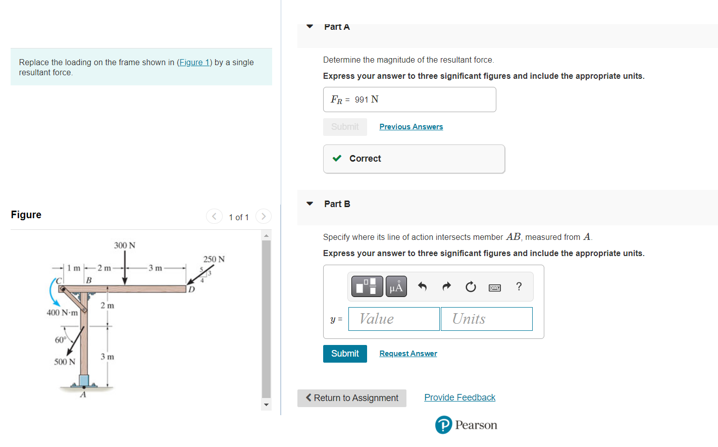 Solved Replace the loading on the frame shown in Determine | Chegg.com