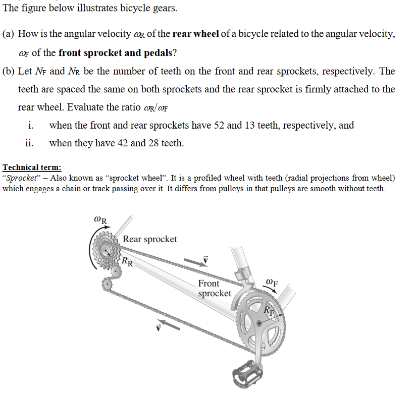 Solved The figure below illustrates bicycle gears. (a) How | Chegg.com