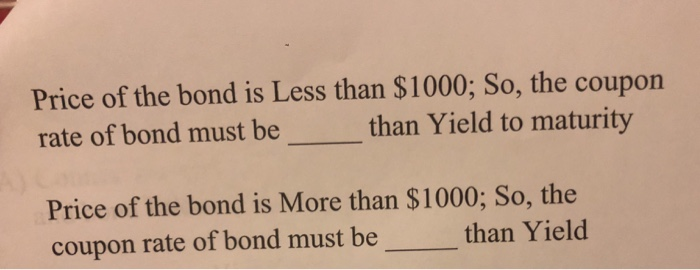 Solved BOND CONCEPTS A Connection Between Coupon Rate Chegg