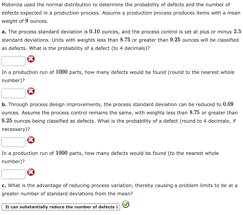 Solved Motorola used the normal distribution to determine