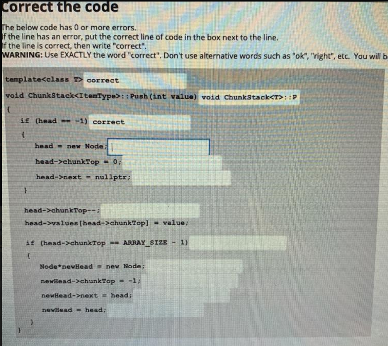 correct the code The below code has 0 or more errors. | Chegg.com