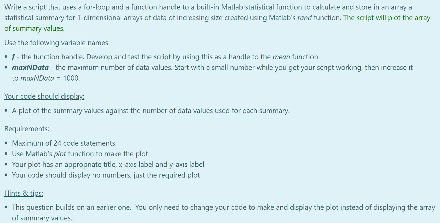 Solved Write a script that uses a for-loop and a function | Chegg.com