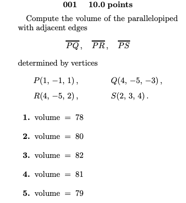 Solved Compute the volume of the parallelopiped with | Chegg.com