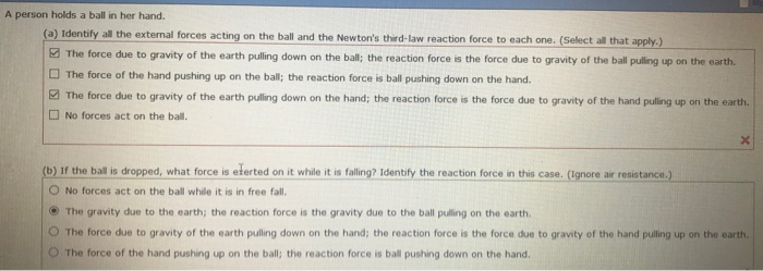 Solved A person holds a ball in her hand. (a) Identify al | Chegg.com