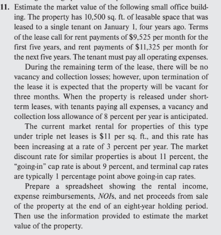 11. Estimate the market value of the following small | Chegg.com