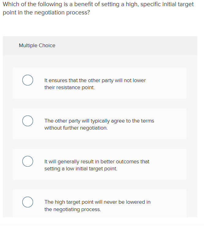 Solved Which of the following is a benefit of setting a | Chegg.com