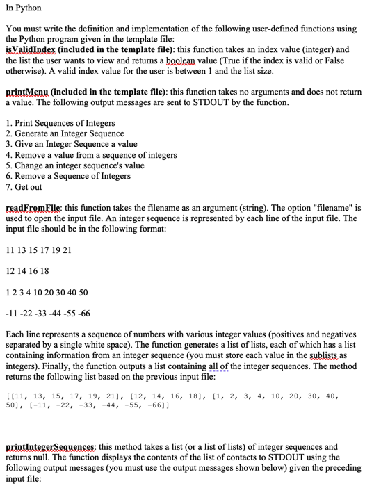 Solved In Python You must write the definition and | Chegg.com