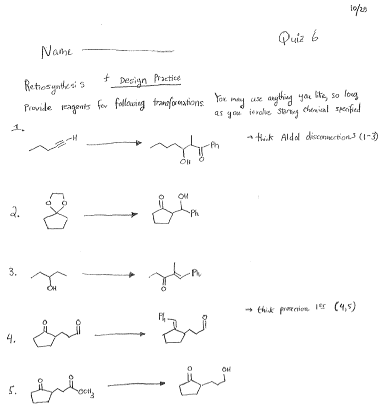 Solved 10/28 Quiz Name Retrosynthesis + Design Practice | Chegg.com