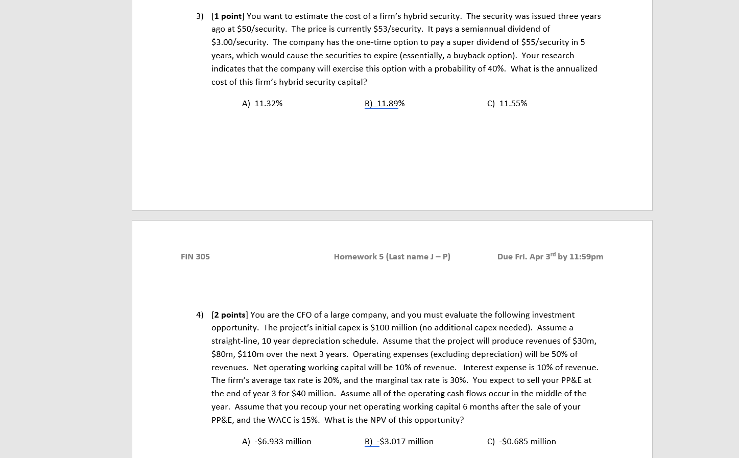 3) [1 point] You want to estimate the cost of a | Chegg.com