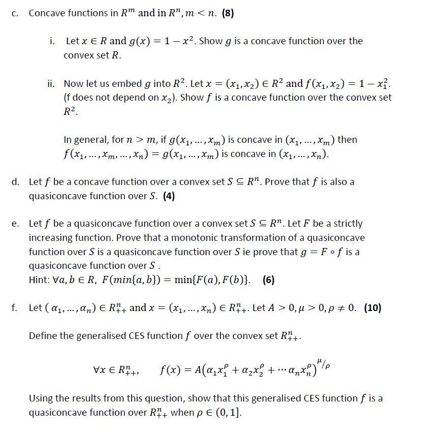 Solved 4 Concavity And Quasiconcavity A Let F X Xp F Chegg Com