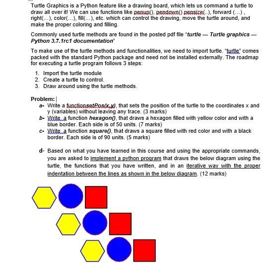 Solved Turtle Graphics is a Python feature like a drawing | Chegg.com