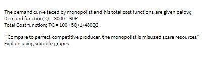 Solved The Demand Curve Faced By Monopolist And His Total | Chegg.com