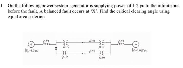 Solved 1. On The Following Power System, Generator Is | Chegg.com