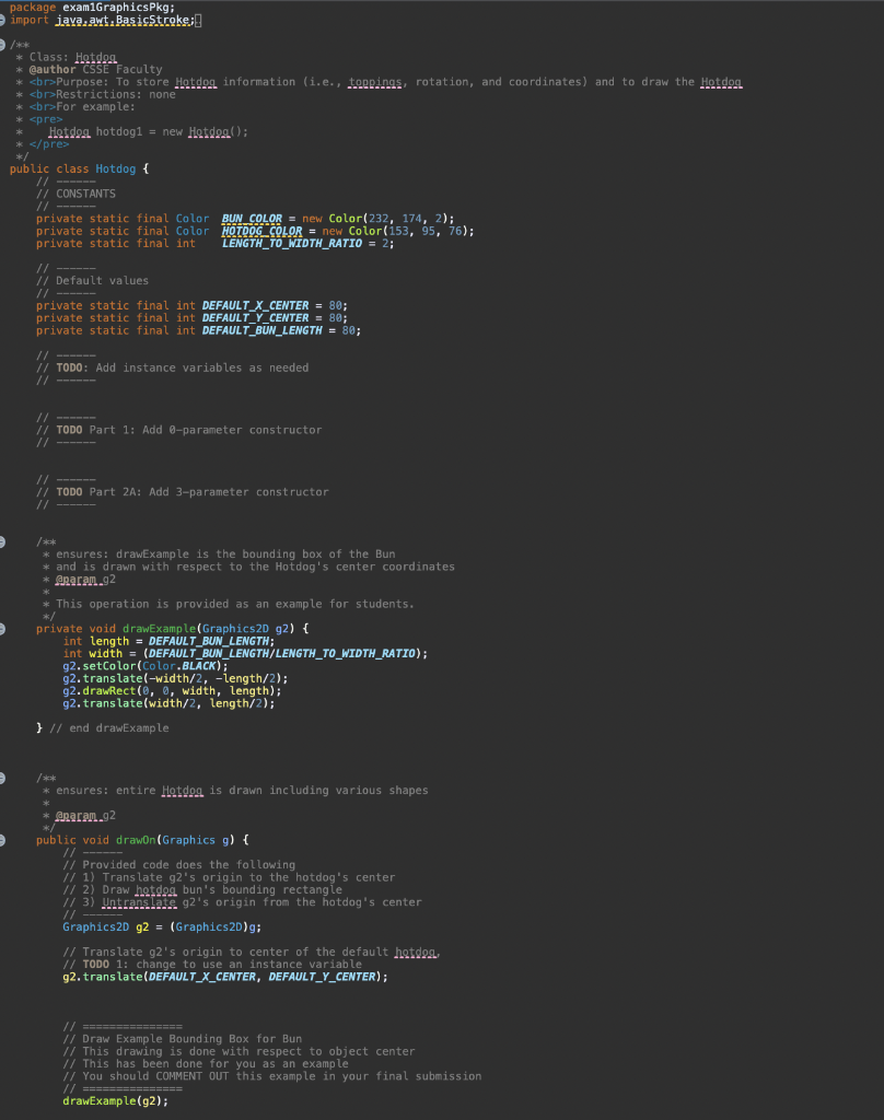 Solved Java graphics. Complete the code based on the | Chegg.com
